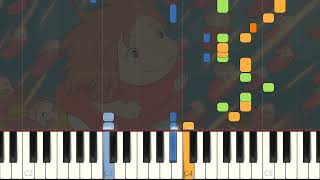 Ponyo theme 「 崖の上のポニョ」のテーマ  Ghibli ジブリ anime アニメ OP  pianoflute version Synthesia ピアノ＋笛・バージョン [upl. by Aihceyt508]