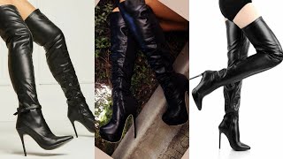 German leather amp latex thigh high heel boots latex boots overknee high heels boots for ladies2021 [upl. by Burnley]