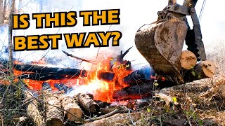 How to Burn Brush Like Pro  Land Clearing with Excavator [upl. by Santini]