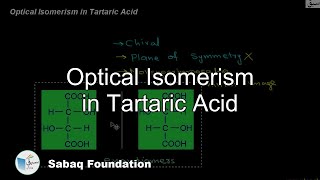 Optical Isomerism in Tartaric Acid Chemistry Lecture  Sabaqpk [upl. by Bouchier219]