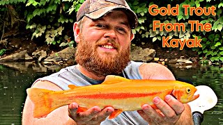 Kayak fishing for TROUT  My first Goldie [upl. by Knowling696]