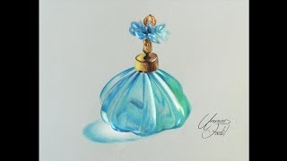 drawing A perfume bottle  Prismacolor pencils [upl. by Eenahs]