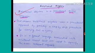 Relational Algebra  lecture72DBMS [upl. by Etna657]