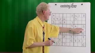 Lesson 5 Learn Sudoku The Effect of 3 Numbers in a row or column within a Block [upl. by Eicram617]