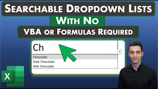 Excel Tips  Create Searchable Dropdown Lists  No VBA or Formulas Required  Latest Excel Versions [upl. by Ahsaeyt209]