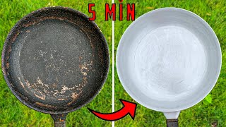 How to Clean a Frying Pan from Soot  IN 5 MINUTES WITHOUT EFFORT [upl. by Ipoillak]