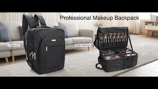 Professional Extra Large 3 Layer Makeup Backpack with 4 Small Cosmetic Bag [upl. by Adnilreh]