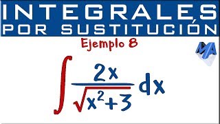 Integración por sustitución  Ejemplo 8  Raíz en el denominador [upl. by Wahkuna]