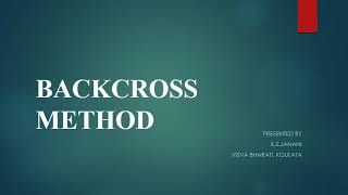 Backcross Method  BSc Agriculture  Plant Breeding [upl. by Theodosia]