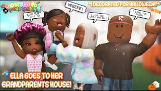 ELLA GOES TO HER GRANDPARENTS HOUSE I DECORATED FOR HALLOWEEN  Voiced Bloxburg Family Roleplay [upl. by Lekkim]