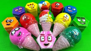 Digging up Numberblocks with CLAY in Ice Cream Cone Hexagon Shapes Coloring Satisfying ASMR Videos [upl. by Aeniah]