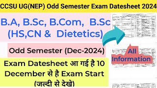 CCSU Odd Semester Exam Datesheet 2024  CCSU UG NEP Exam Datesheet 2024  CCSU Exam Date 2024 [upl. by Myk]