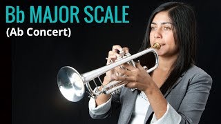 How to Play Bb Major Scale Ab Concert on Trumpet by Estela Aragon FULL HD1080p [upl. by Eecart]