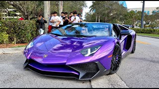 Supercars Arriving  Lamborghini Aventador SV Bugatti Chiron Ferrari SF90  Supercar Saturdays [upl. by Ahsinet]