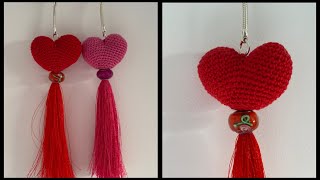 Porteclés cœur saint Valentin au crochet tuto pour droitiers [upl. by Ahsieka]