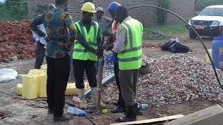 INSTALLATION an ELECTRICborehole PUMP in UGANDA by KASTHEW UG LTD httpwwwkasthewdrillingcoug [upl. by Kandace]