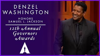 Denzel Washington honors Samuel L Jackson at the 12th Governors Awards [upl. by Alaine77]