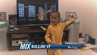 5YearOld Reenacts Bruce Lees Nunchucks Fight Scene [upl. by Oiluj844]