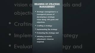 Meaning of Strategic Management strategicmanagement management bcom bba mcom mba [upl. by Kimberli891]