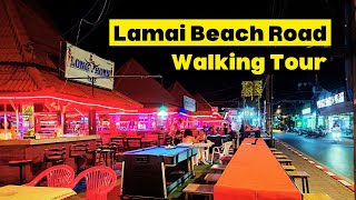 Walking Tour Of LAMAI Beach Road At Night In Koh Samui [upl. by Robbin]