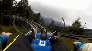 Rodelbaan Rodelen Dolomieten Italie Alpine coaster Merano Dolomites Italy Meran roller coaster [upl. by Aronas277]