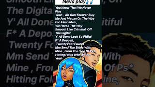 Megan Thee Stallion  NEVA PLAY ft RM  Lyrics shortsrm fyp music youtubeshorts shortsfeed [upl. by Rabma632]