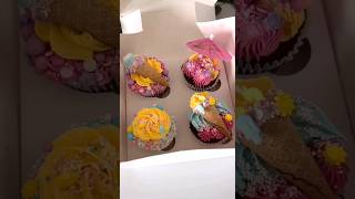 DIY food diary So cute summer vibes cupcakes 🧁unique design making tutorial for beginners cupcake [upl. by Niamrahc811]