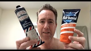 Shaving with Modern Barbasol Brushless Shaving Cream and a Merkur Futur [upl. by Paige686]