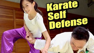 SELF DEFENSE MOVES IN OKINAWA KARATE（SHISOCHIN AND SANSERU） [upl. by Euqinaj]