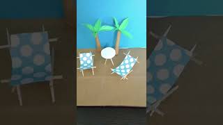 DIY Toothpick beach chair and table  beach lounge chair and table miniature [upl. by Rehpotsrik]