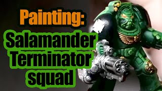 Warhammer 40k Salamander Terminators squad painting workflow and some thoughts warhammerminiatures [upl. by Tull]