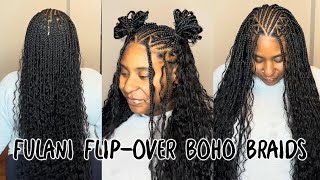 Fulani FlipOver Boho Braids Tutorial [upl. by Ettennal]