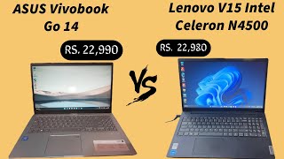 ASUS Vivobook Go 14 VS Lenovo V15 Intel Celeron N4500 ASUS lenovo laptopcomparison [upl. by Erb850]