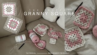 how to crochet THE PERFECT GRANNY SQUARE  beginner friendly 🎀 [upl. by Feilak]