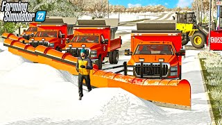 HUGE WINTER SNOW STORM 24quot DEEP  CITY PLOW TRUCKS  FARMING SIMULATOR 22 [upl. by Esme]