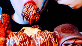 Mukbang with Nutella Profiterole Chocolate Crepe Cake ASMR Eating ribongasmr4431 [upl. by Laurie]