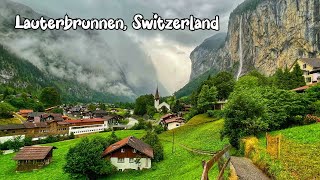 Lauterbrunnen Switzerland walking on a rainy day 4K  A Paradise on Earth  Rain Ambience [upl. by Forsyth]