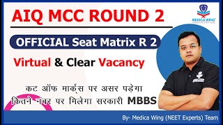 NEET 2023 AIQ MCC Round 2 Seat Matrix Expected Cut off Marks  What is Virual amp Clear Vacancy [upl. by Herbst597]