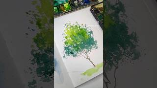 Watercolor tree using an old toothbrush  Watercolor Tips paintingtrees artshorts paintingtips [upl. by Ahsrats]