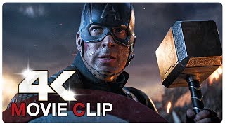 Captain America Lifts Thors Hammer Mjolnir Scene  AVENGERS 4 ENDGAME 2019 Movie CLIP 4K [upl. by Mendel631]