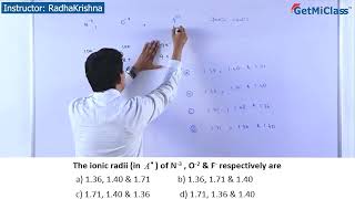 Ionic radii KCET 11th Chemistry Periodic Classification of Elements [upl. by Perice]