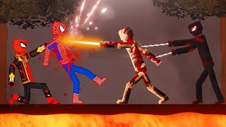 SpiderMan Team vs Ironman on Lava in People Playground [upl. by Mayes]