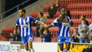 LEON BARNETTS SHIRT RIP CELEBRATION  WIGAN ATHLETIC V DONCASTER ROVERS [upl. by Litt484]