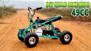 Build a Mini Quad Bike at home  Using 2Stroke 49cc Engine  Tutorial [upl. by Atnicaj]