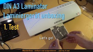 Crenova DIN A3 Laminiergerät Laminator unboxing und erster Test English subtitles [upl. by Sucul]