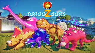 Turbozaurs Jurassic World Adventure with Chuck Thor Unky Jo Bull and Jerry [upl. by Ahsele405]