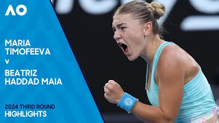 Maria Timofeeva v Beatriz Haddad Maia Highlights  Australian Open 2024 Third Round [upl. by Lock]