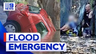 Man risks life to save elderly woman trapped in car amid flood emergency  9 News Australia [upl. by Otilrac]