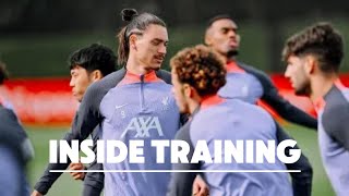 INSIDE TRAINING  Jota amp Chiesa Injury  Nunez Salah Trent explosive training today🔥 LFC training [upl. by Atnuahs]