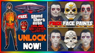 UNLOCK Skeleton Outfits NEW Halloween Event FREE Face Paints UFO GTA 5 2024 GTA Online Update [upl. by Black400]